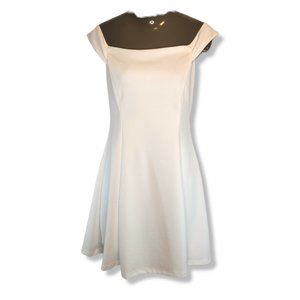 Teeze Me Women's White Sleeveless Back Zip Knee Length Dress Size 13/14